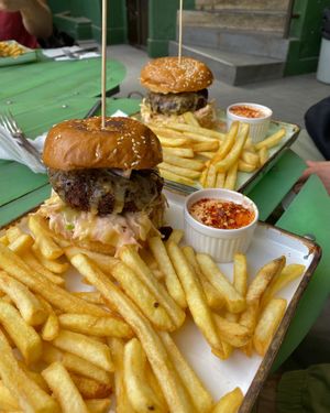 Cheeseburger  at Prinz Bar in Tbilisi