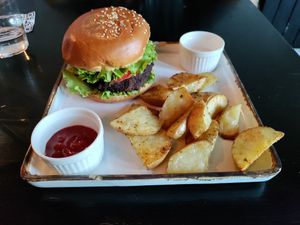 Bean burger at Prinz Bar in Tbilisi