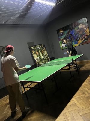 Room with ping-pong   at Prinz Bar in Tbilisi