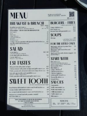 Menu as of 25/06/2024 at Esi Cafe in Sigulda