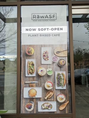 Entrance with images of their food at RawASF in Fremont