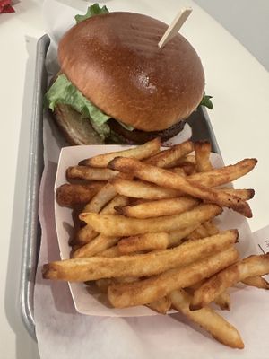 Avocado truffle burger and friess  at RawASF in Fremont