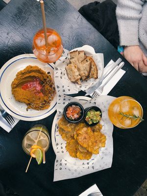 Hummus y patacones  at Bravo 951 in Santiago