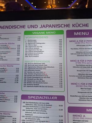 Vegan Menu in German (02/2026) at Enjoy Asian Restaurant in Lanzarote