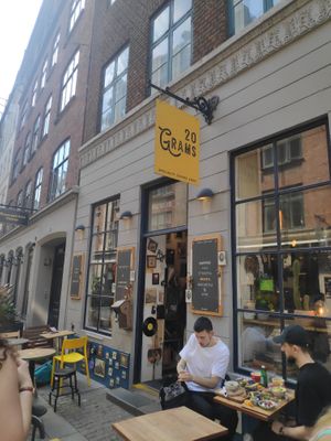 Café from outside at 20 Grams in Copenhagen