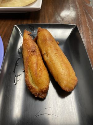 Deep fried corn tamales  at Pupusas 503 in Charlotte