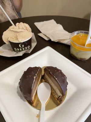 Emblema alla nocciola , gelato e semifreddo al mango   at Grezzo Raw Chocolate in Rome