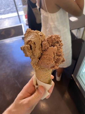 Chocolate hazelnut and almond coffee gelato  at Grezzo Raw Chocolate in Rome