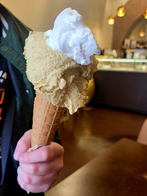 Caramello salato gelato with vegan panacotta at Grezzo Raw Chocolate in Rome