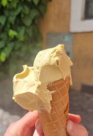 Delicious salted caramel gelato (all vegan!) at Grezzo Raw Chocolate in Rome