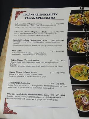 vegan menu   at Saffron in Karlovy Vary