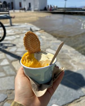 mango and passionfruit  at DaVinci Gelato in Mykonos