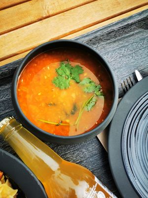 Dal Tadka/Indian lentil soup at The Planteen in Budapest