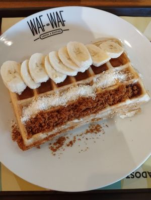 Banana Coconut Lotus sprinkles Maple syrup at Waf-Waf - Palladium in Prague