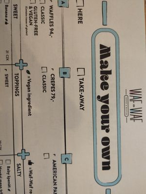 Vegan ingredients mark at Waf-Waf - Palladium in Prague