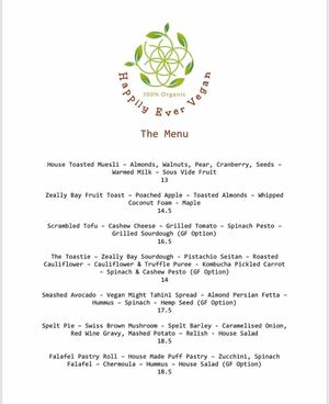 Menu at Happily Ever Vegan in Corio