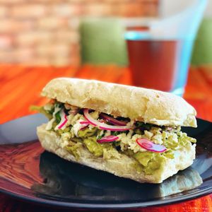 Chilaquil ciabatta  at Verde es Vida  in Tecate