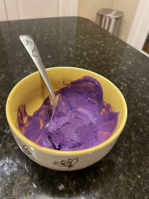 Ube ice cream (at home from pint)  at Andia's Ice Cream in Cary
