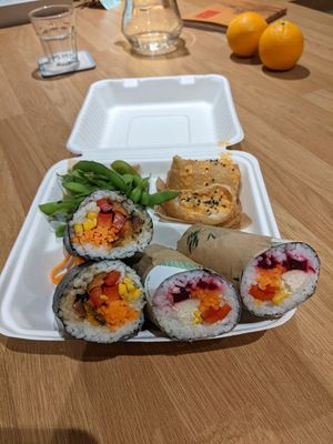 Bento box and additional sushi roll at Little Bento Box in Worcester