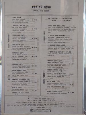 Menu inside at Little Bento Box in Worcester