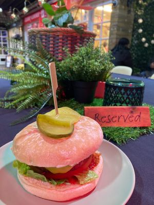 No Bull Burger  at The London Feel Good Hub Vegan Cafe in East London