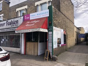 Quirky entrance   at The London Feel Good Hub Vegan Cafe in East London