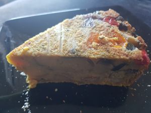 Vegetable frittata at The London Feel Good Hub Vegan Cafe in East London