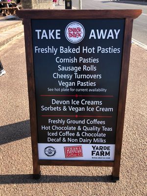 Options at Snack Shack in Woolacombe