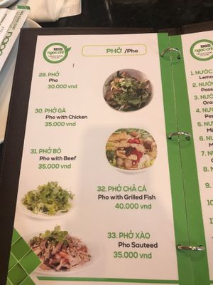 Menu at Ngoc Chi in Da Nang