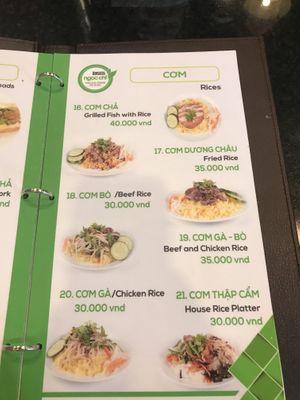 Menu at Ngoc Chi in Da Nang
