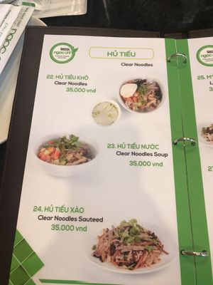 Menu at Ngoc Chi in Da Nang