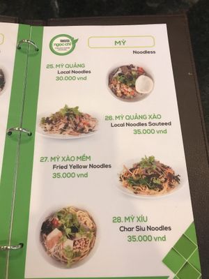 Menu at Ngoc Chi in Da Nang
