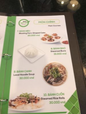 Menu at Ngoc Chi in Da Nang