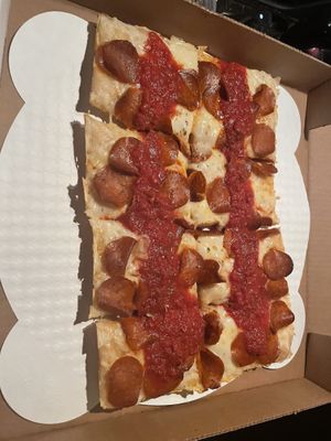 Large Detroit with vegan cheese and pepperoni   at Via 313 - East 6th in Austin