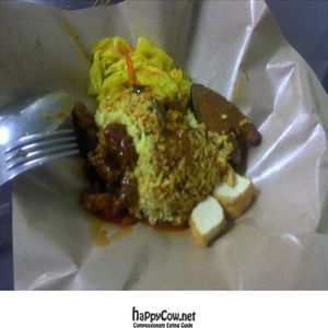 Nasi kandar-
why not the babana leaf which can give the rice a lovely aroma and special taste ?
An green eco friendly idea too to save the earth !   at Restaurant Nasi Kandar Vege in Sungai Petani