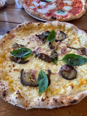 Vegan cheese, aubergine  at Rudy's Neapolitan Pizza in Liverpool