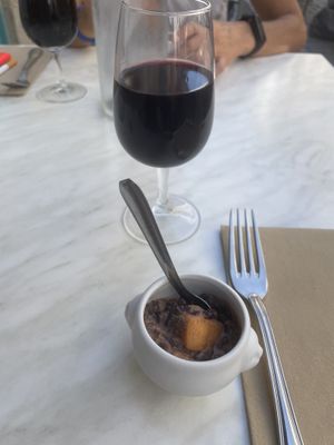 Brown rice and papaya salsa apetizer   at Les Bacchanales in Nancy