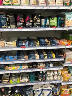 Protein powders and snack bars at Rossmann & Lala - Dibrës in Tirana