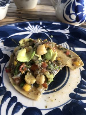 Ceviche taco. I’d eaten half of it already when I took this photo. It was delicious. Top marks    at La Santa Bracho  in Zacatecas