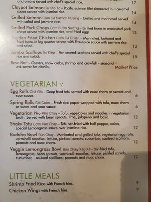 Veggie options at New Lemongrass Taste of Vietnam in Wichita