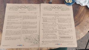 El menú at ONO in Puerto Vallarta
