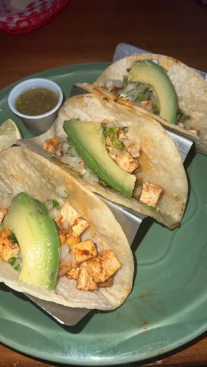 pollo tacos with tofu instead of chicken   at El Rancho in Watkins Glen