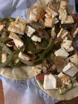  Vegetarian tacos with tofu added  at El Rancho in Watkins Glen