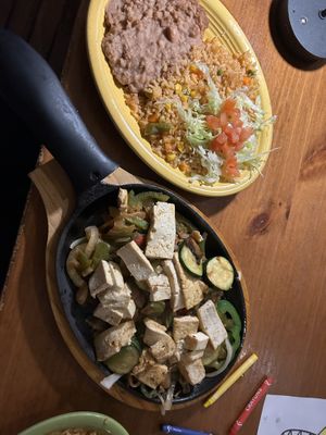   Veggie fajitas with tofu added  at El Rancho in Watkins Glen