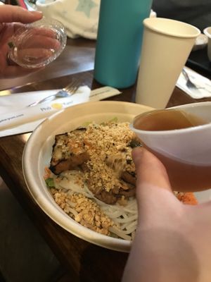 Tofu and gluten noodle bowl    at Pho Yum in Albany