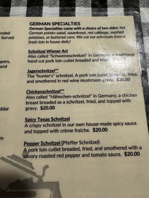 Menu  at The Auslander in Fredericksburg