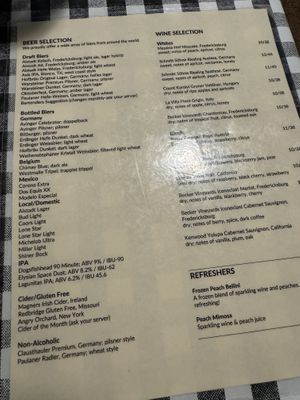 Menu  at The Auslander in Fredericksburg