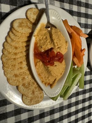 Red pepper hummuss  at The Auslander in Fredericksburg