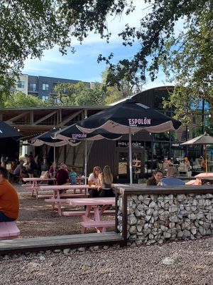 Outdoor seating area at Better Half Coffee & Cocktails in Austin