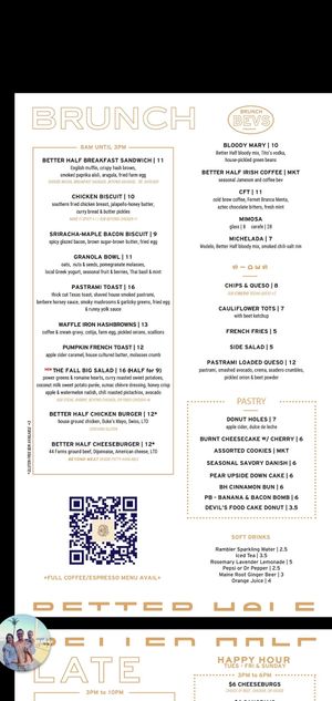 Menu at Better Half Coffee & Cocktails in Austin